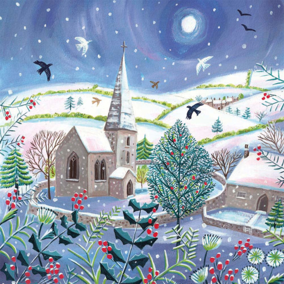'Christmas Village' by Mary Stubberfield (8 pack) (xmg78) g3 (smaller square format) 130mm x 130mm (message inside)