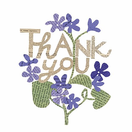 'Thank you Violets' by Denise Fiedler (O043d) THANK YOU Was 3.15, now 2.25