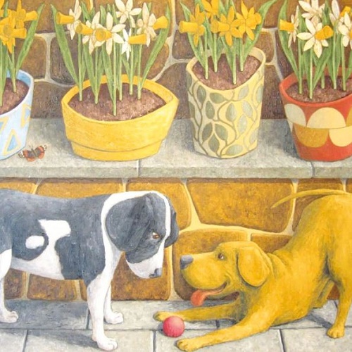 'Daft Dogs and Daffodils' by Josef Noah (Q007) NEW 
