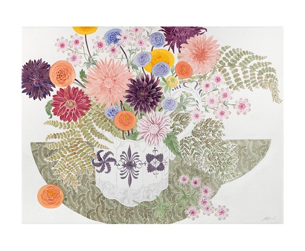 'Dahlias, Astrantia and Fern' by Angie Lewin (A926) * 