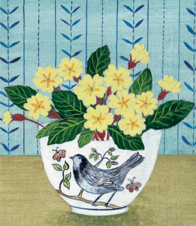 'Bird Bowl and Primroses' by Debbie George (B534) *