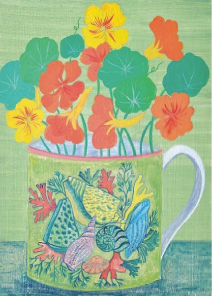 'Nasturtium Shell Mug' by Debbie George (B642) NEW