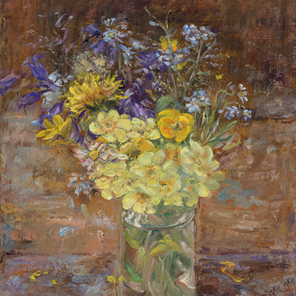 'Spring Flowers on the Easel Llwynhir' by Diana Armfield RA (C558) * 