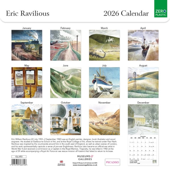 Eric Ravilious 2026 Calendar, Museum and Galleries (CAL05) Click image for calendar details