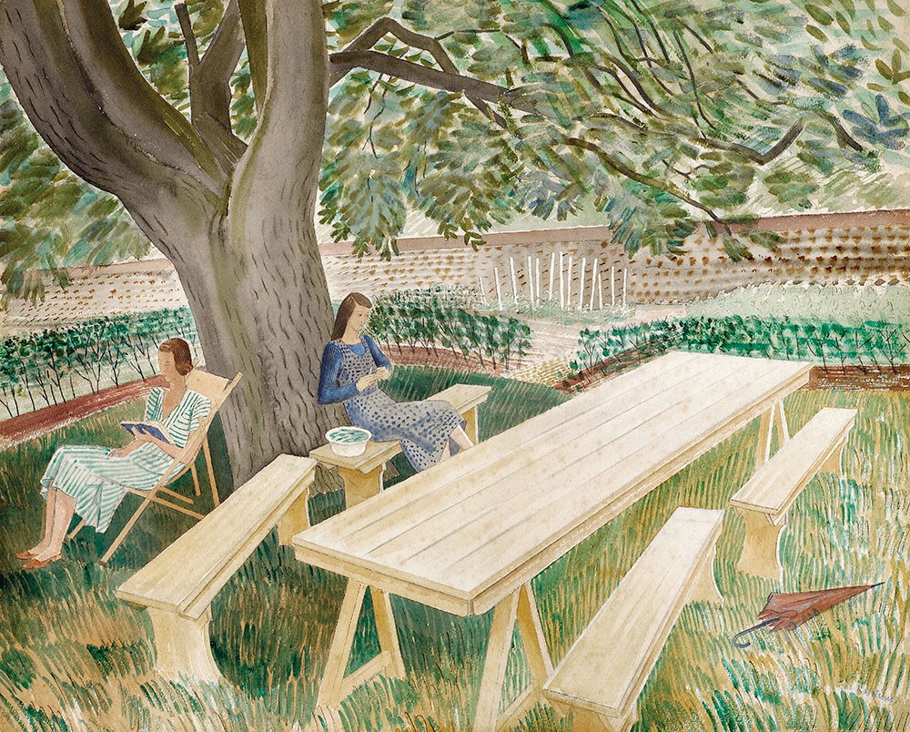 'Two Women in a Garden' by Eric Ravilious (Print)
