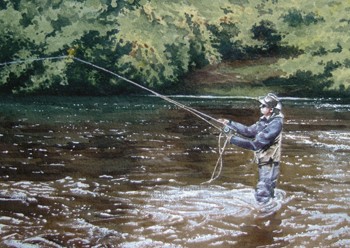 'Fishing on the Usk', by Morgan Llewellyn (print)