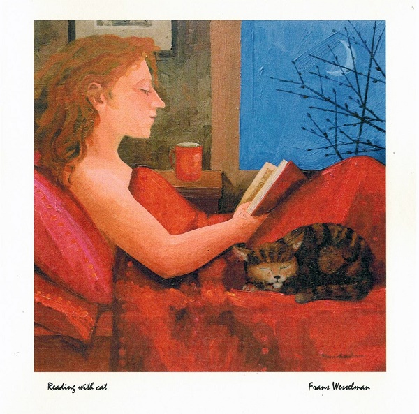 'Reading with Cat' by Frans Wesselman (J040) *