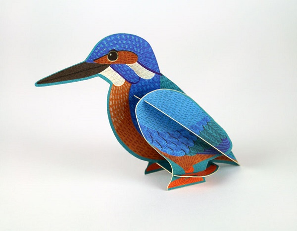 'Pop-Out Kingfisher' Die-cut art card by Alice Melvin 
