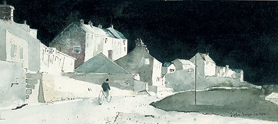 'Lone Cyclist' by John Knapp-Fisher (Print) signed Sold Out