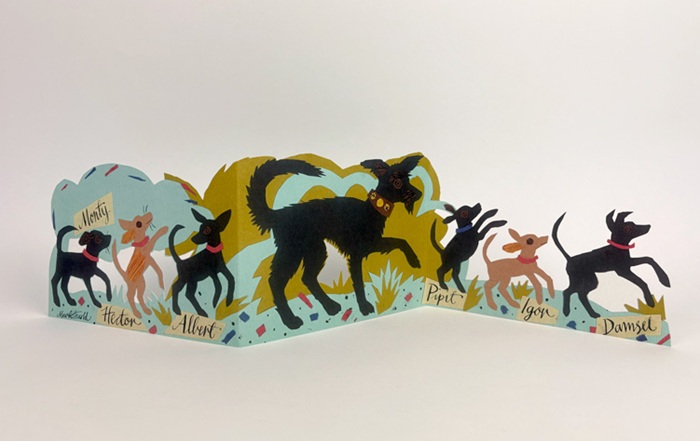 'Puppy Parade' folding card by Mark Hearld (AP057) NEW 