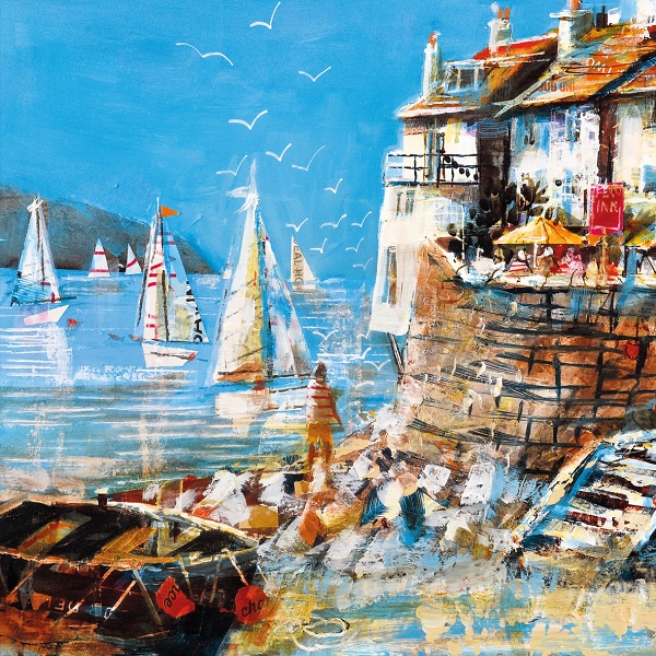 'Sailing past the Ferry Inn, Salcombe' by Mike Bernard (D009) d