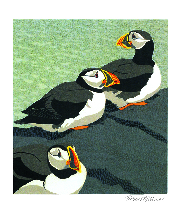 'Puffins' 1966 detail by Robert Gillmor (V093) 