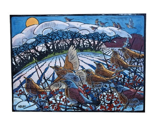 'Winter Thrushes' by Andrew Haslen (A063w) (AN1284x)