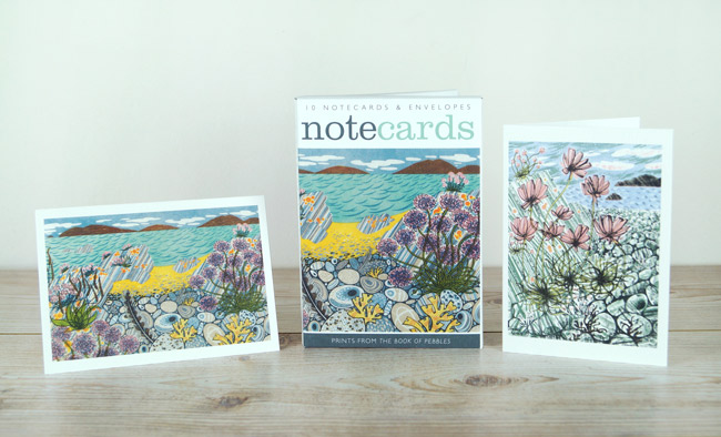Angie Lewin Notelets (Pebble Shore and Sea Pinks / Island Shore) (AN017)