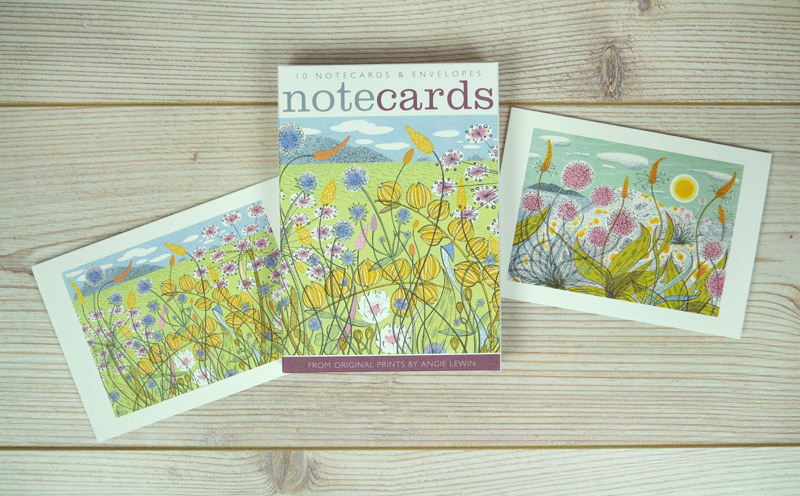 Angie Lewin Notelets (Machair / Plantain and Thrift) (AN011)