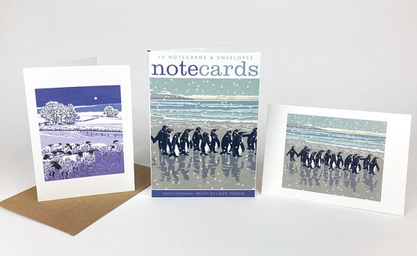 Lizzie Perkins Notelets (Snowy Beach Kings / Flocks by Night) (AN025w)