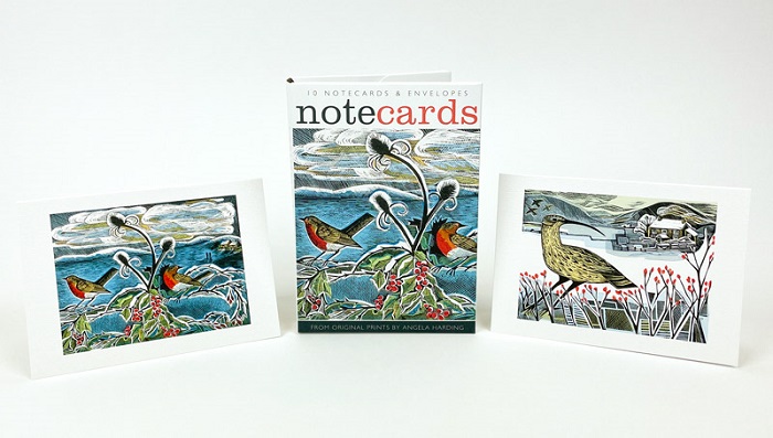 Angela Harding Notelets (Robins and Teasels / Curlew Christmas) (AN006w) (NL120)