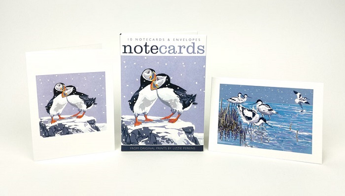 Lizzie Perkins Notelets (Snowy Puffins / Winter Avocets) (AN026w)