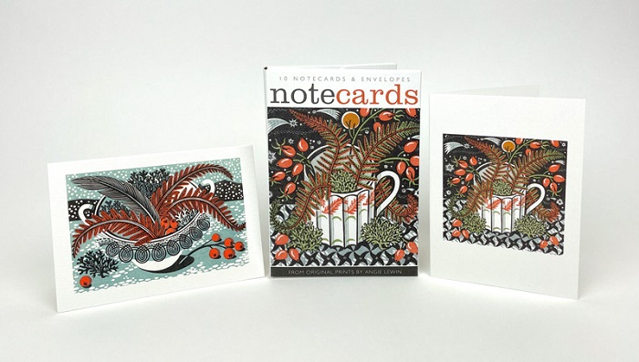 Angie Lewin Notelets (Fern Cup / Persephone Snow) (AN008w)