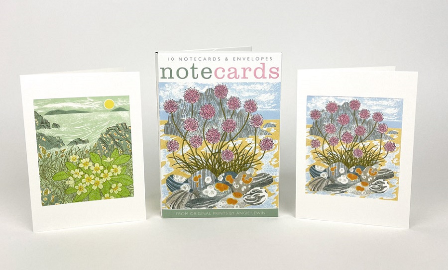 Angie Lewin Notelets (Island Primrose / Sea Pinks) (AN007)