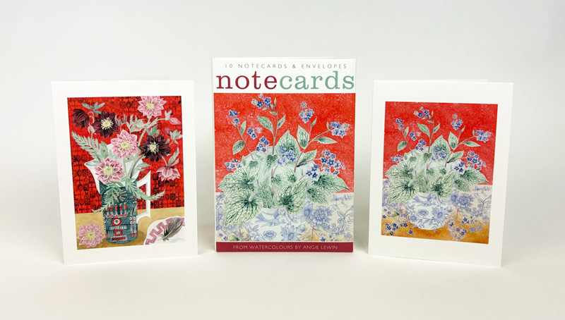Angie Lewin Notelets (Brunnera in a Pheasant Cup / Hellebore and 'Magic City' Jug) (AN041) NEW