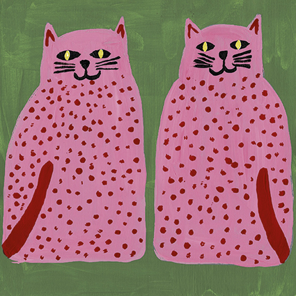 'Two Pink Cats' by Nancy McKie (C650) NEW