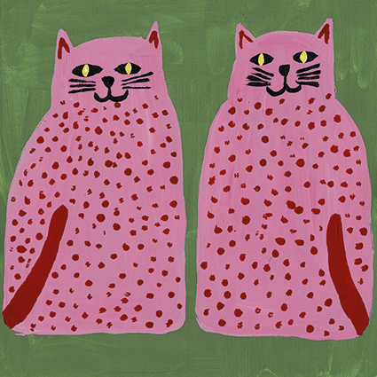 'Two Pink Cats' by Nancy McKie (C658) 