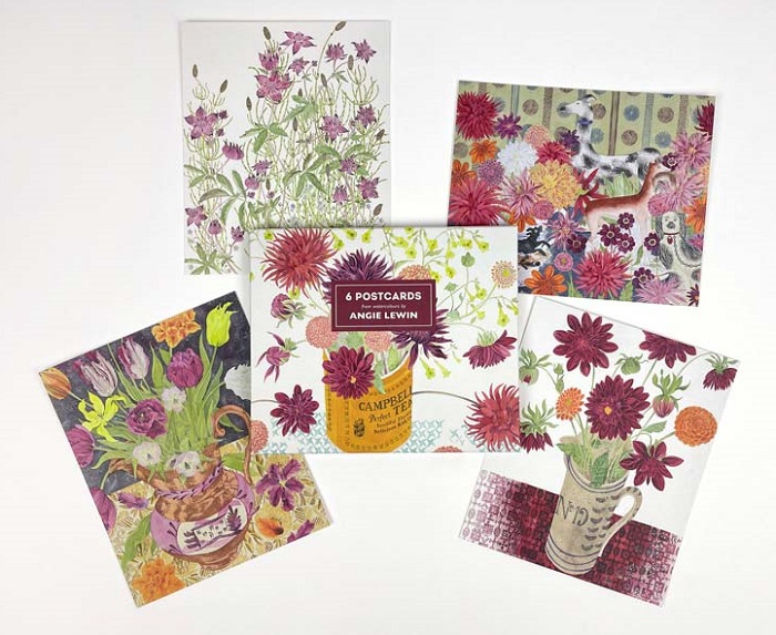 Angie Lewin, 6 Postcards from watercolours (Pinks)