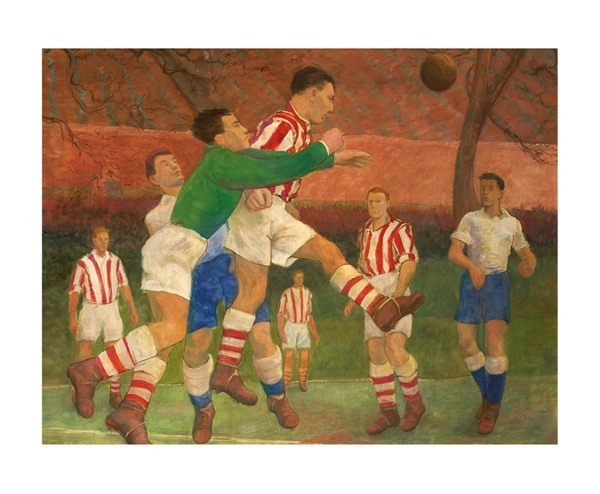 'Football Match' c1950-60 by Peter Samuelson 1912-96 (A175) NEW
