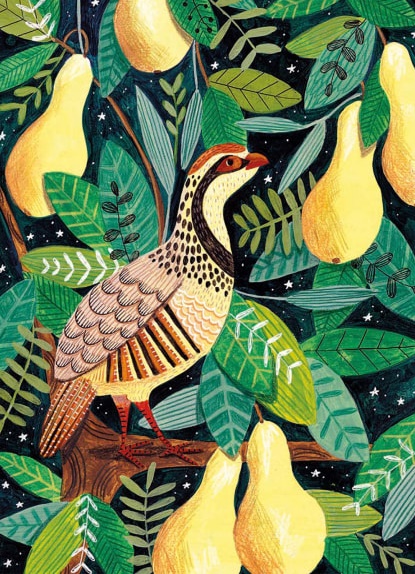'Partridge in a Pear Tree' 2 by Caroline Bonne Mller (8 pack) (xmg77) g1 175mm x 125mm (message inside) Was 6.50, now 3.90