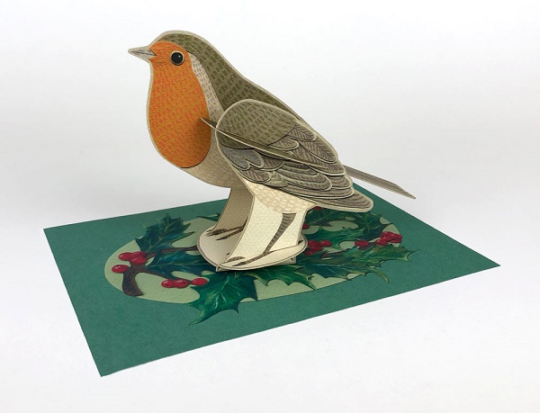 'Pop-Out Robin' Die-cut art card by Alice Melvin 