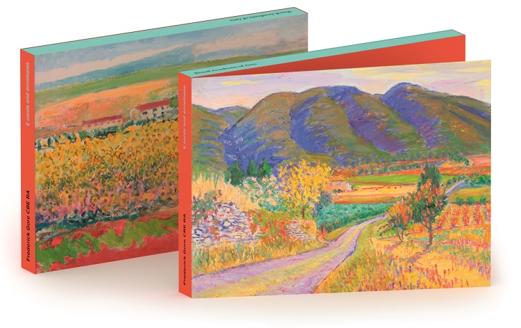 'Notecard Wallet' 3 x 2 designs ('The Luberon near Lacoste' 1998 / 'Field of Sunflowers, Provence') by Frederick Gore CBE RA (CN023)