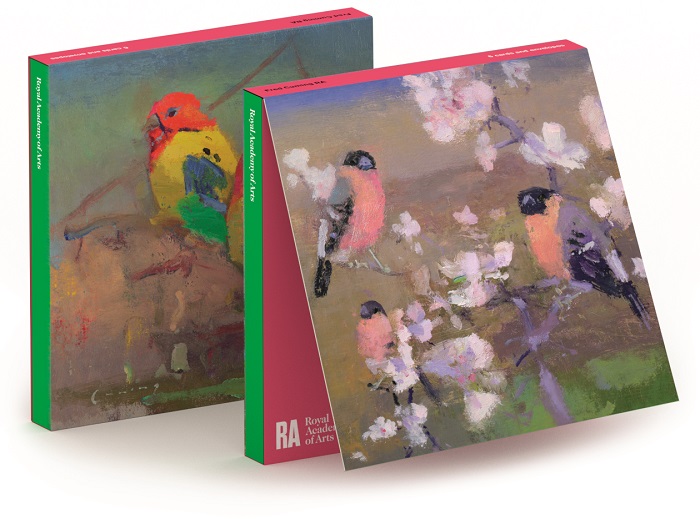 'Notecard Wallet' 3 x 2 designs by Fred Cuming RA (Bullfinches, 2014 / Lovebirds, 2014)