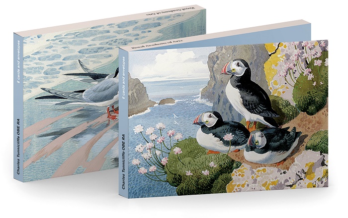 'Notecard Wallet' 3 x 2 by Charles Tunnicliffe OBE RA ('Puffins on a cliff face' / 'Two terns on a wet beach')