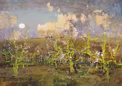 'Moonrise over Apple Orchard' by Fred Cuming RA (C599) 