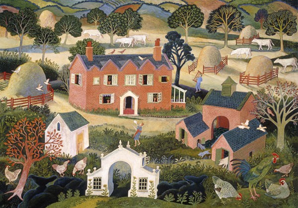  'Red Brick Farmhouse' by Anna Pugh (Mounted Print)