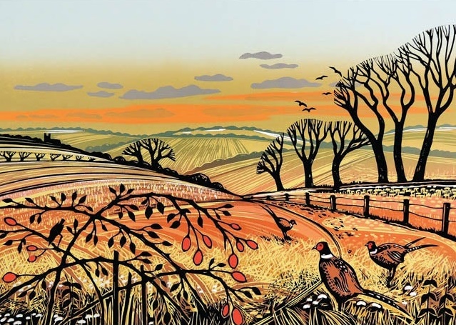 'Sunset Pheasants' by Rob Barnes (R306) NEW 