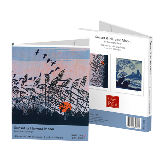 Robert Gillmor Notelets 'Sunset Flight', 'Harvest Moon' 4 x 2 designs