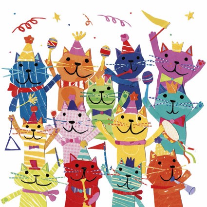 'Cheering Cats' by Sarah Battle (C028) 