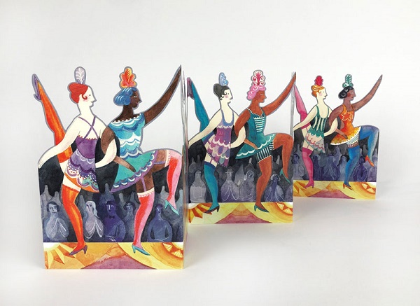 'Cabaret Dancers' Die-cut chain of dancing ladies card by Sarah Young (AP035)