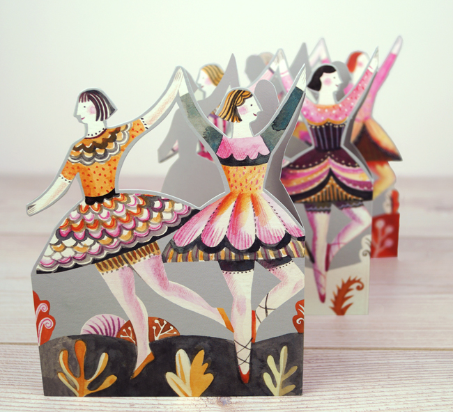 'Dancers' Die-cut chain of dancing ladies card by Sarah Young * 