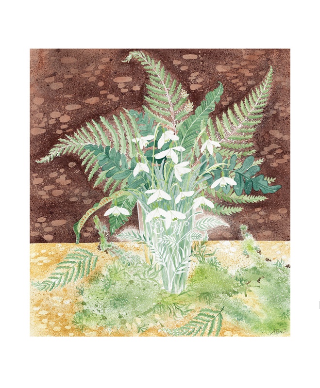 'Snowdrops and Ferns' by Angie Lewin (A895w) 