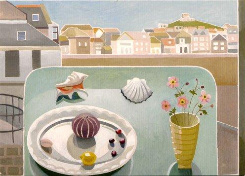 'Still Lfe with Purple Urchin and St Ives View' by Debbie Urquhart (S061) Was �2.25