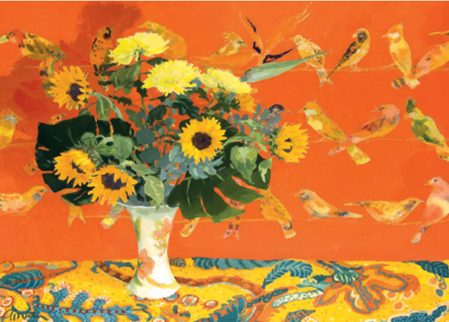 'Sunflowers, Leaves & Birds' by Geraldine Girvan (B488)