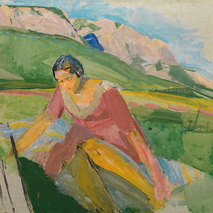 'Young Woman in a Landscape (Carinthia)' c1930-38 by Franz Wiegele (1877 - 1944)  (C652) The Courtauld Collection 
