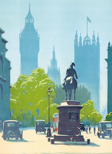 Houses of Parliament, poster artwok by Herbert Alker Tripp, 1936 (V074) d