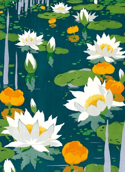 Kew Gardens; Water Lilies by Wilfrid Rene Wood, 1926, Transport for London (V119) *