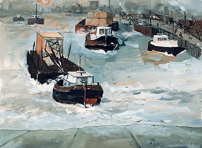  'Thames Tug Boats' by John Knapp-Fisher (Print)