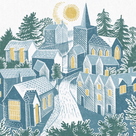 'The Village' by Eric Ravilious (5 pack, larger square format) (xmg121) g2 (message inside) NEW
