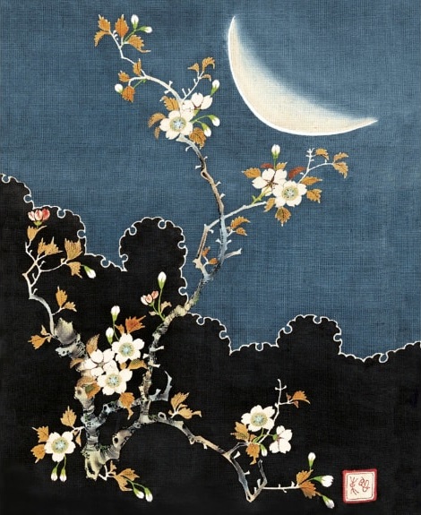 Blossom by Moonlight, Japan, late Edo period (early 19th century pattern book of educational samples) (V159)